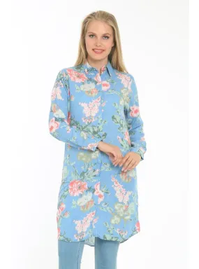 Blue - Plus Size Tunic - Arıkan