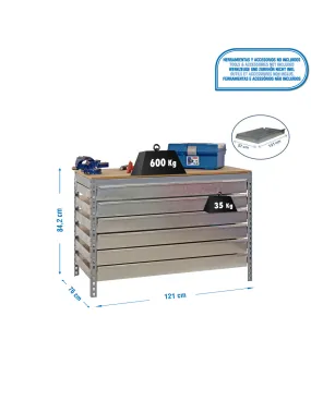 Etabli SIMONWORK BT5 BOX6 1200 GRIS/BOIS - 842x1210x760 600Kg - SIMONRACK