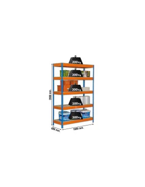 Etagère charge lourde BRICOFORTE 1006-5 CHIPBOARD BLEU/ORANGE/MADER - 2000x1000x600 300Kg - SIMONRACK