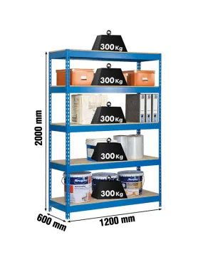 Etagère charge lourde BRICOFORTE 1206-5 CHIPBOARD BLEU/BOIS - 2000x1200x600 300Kg - SIMONRACK