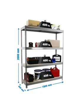 Etagère charge lourde ECOFORTE 1806-4 CHIPBOARD GRIS/BOIS - 2000x1800x600 400Kg - SIMONRACK