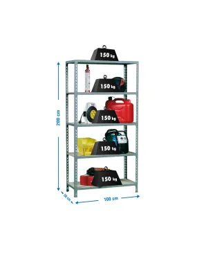 Etagère légère plateau bois sans vis MADERCLICK PLUS 5/500 GRIS/BOIS - 2000x1000x500 150Kg - SIMONRACK