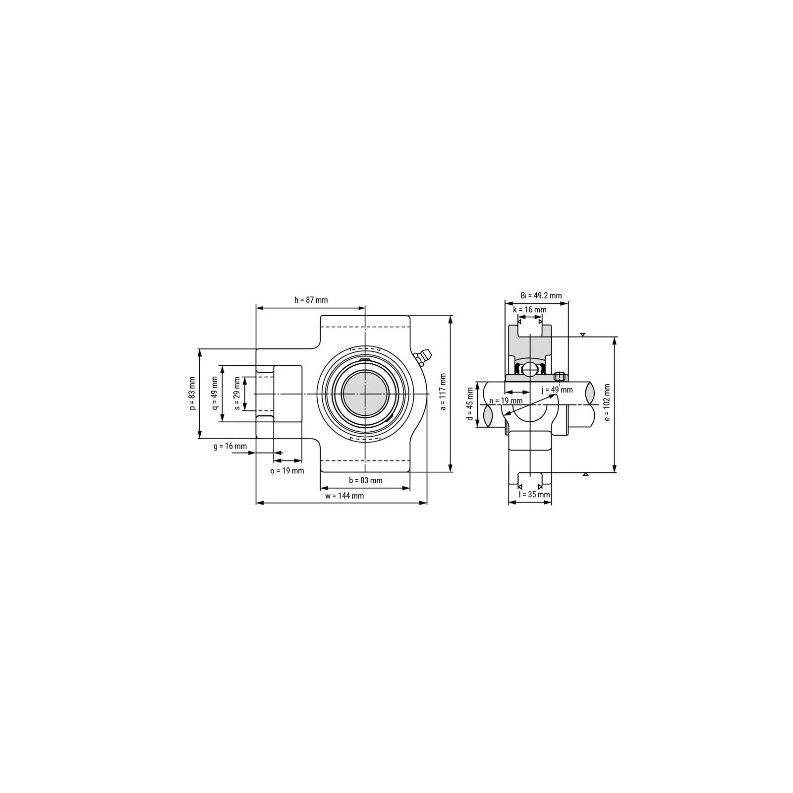 Palier auto-aligneur tendeur Ø45mm - UCT209