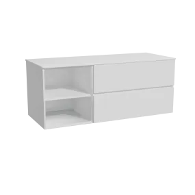Storke Edge meuble salle de bains suspendu 130 x 52 cm blanc mat avec Tavola tablette simple ou double en solid surface blanc ma