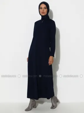 Zippered Abaya Navy Blue